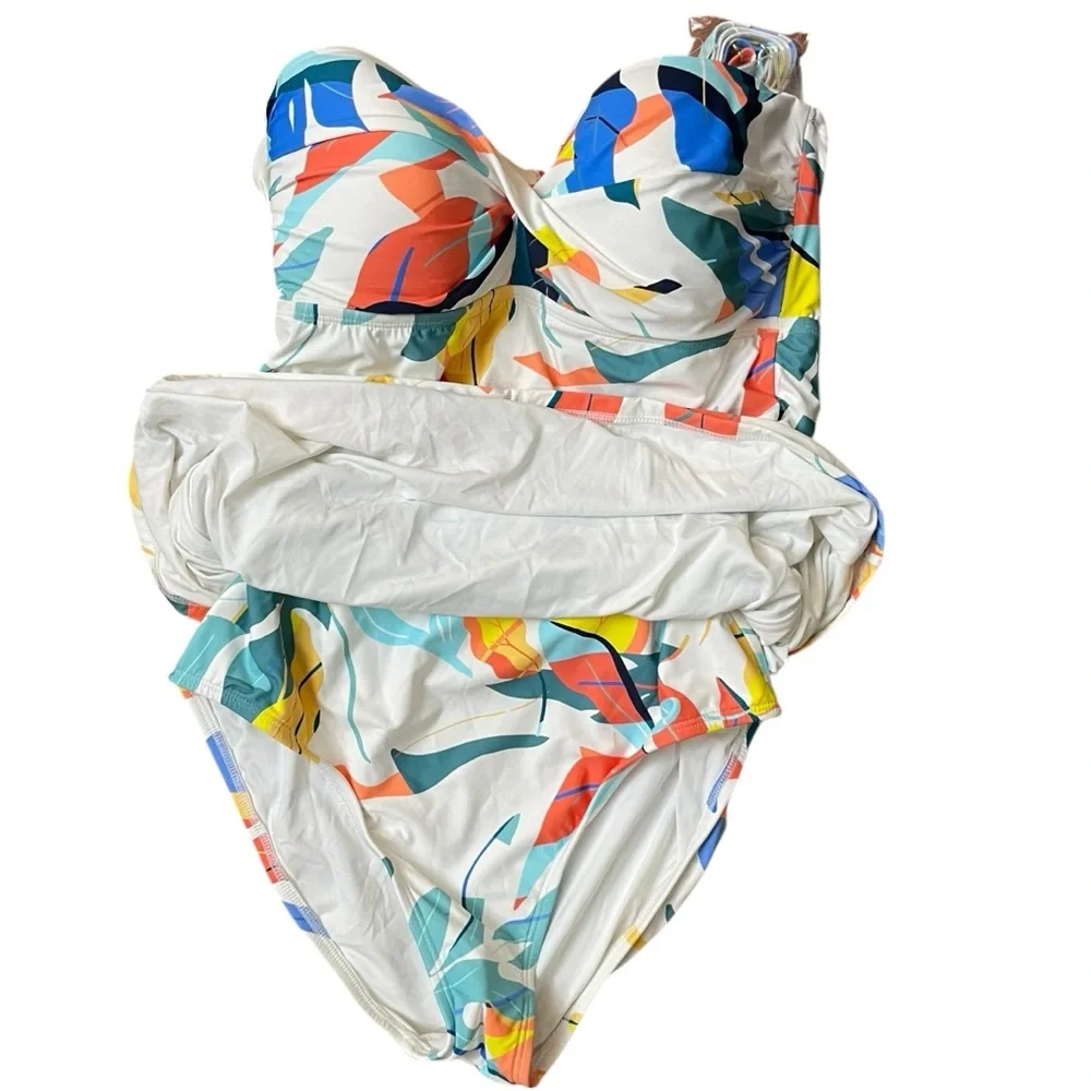 NWT Jantzen Multicolor One-piece Halter Strap Swimsuit 12 - Picture 4 of 8